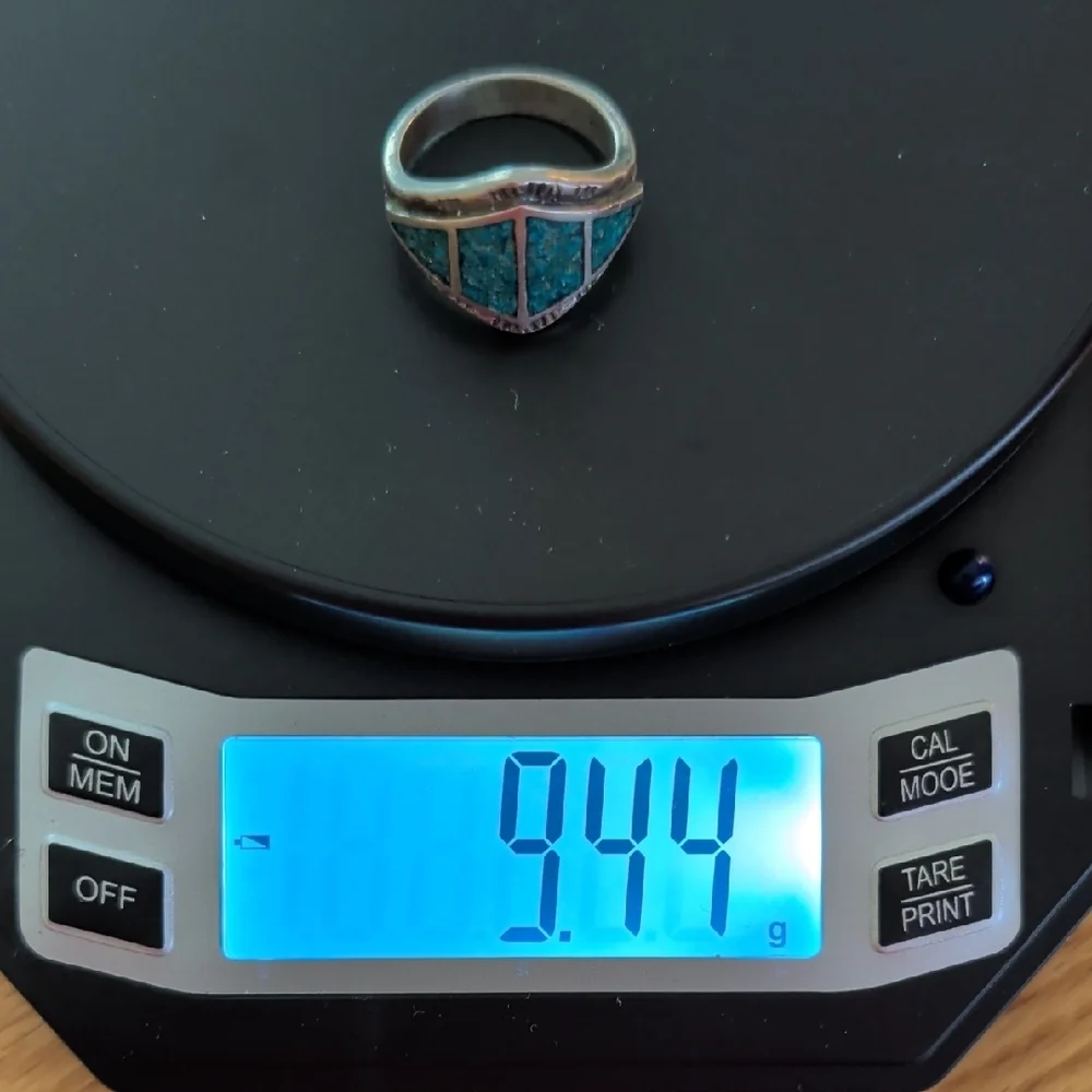 Vintage Silver Turquoise Inlay Ring